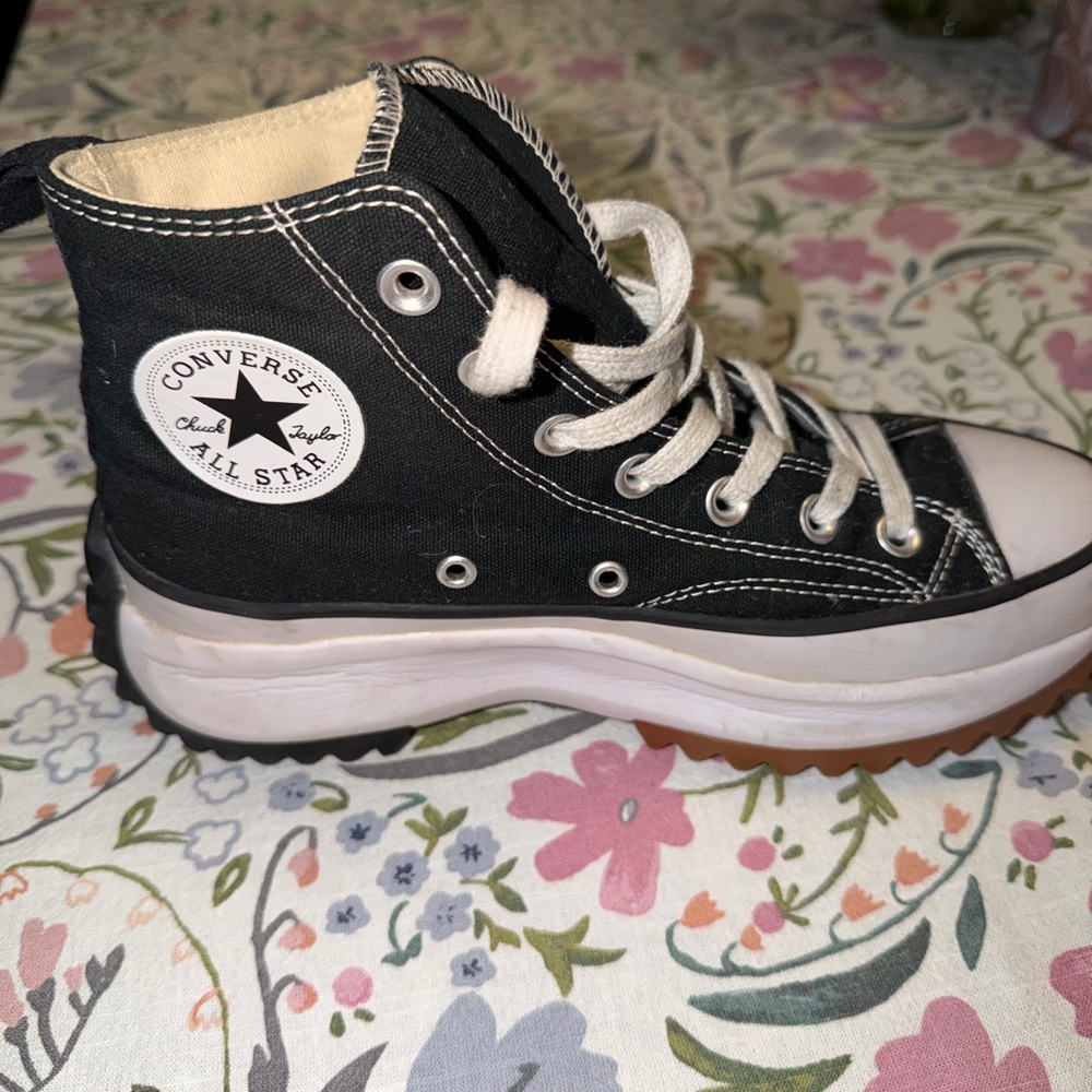 Converse Women Black High-Top Platform Sneaker with White Accents